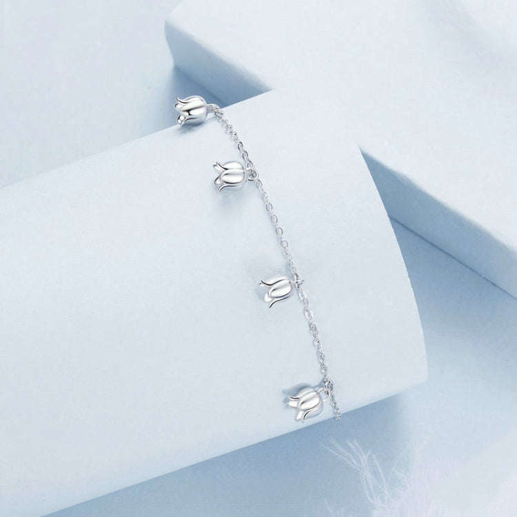 S925 Sterling Silver Platinum-plated Lily Of The Valley Bracelet(BSB183)