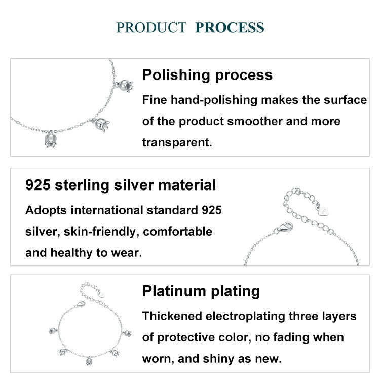 S925 Sterling Silver Platinum-plated Lily Of The Valley Bracelet(BSB183)