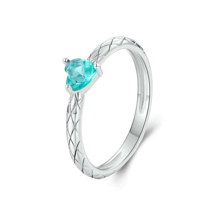 S925 Sterling Silver Diamond Pattern Heart Ring(No. 6)