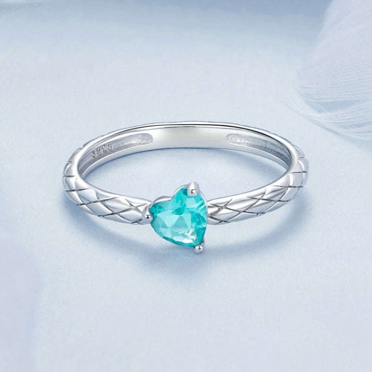 S925 Sterling Silver Diamond Pattern Heart Ring(No. 6)