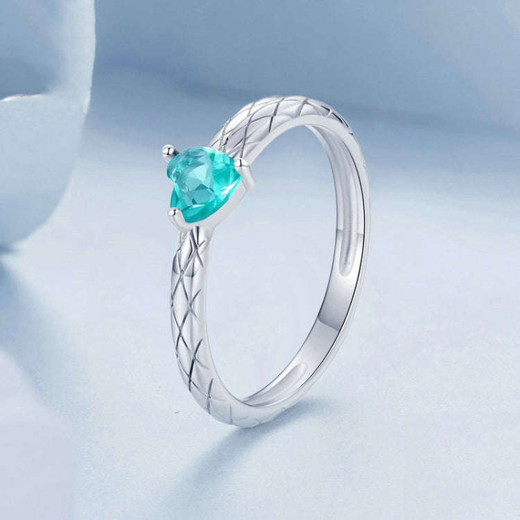 S925 Sterling Silver Diamond Pattern Heart Ring(No. 6)