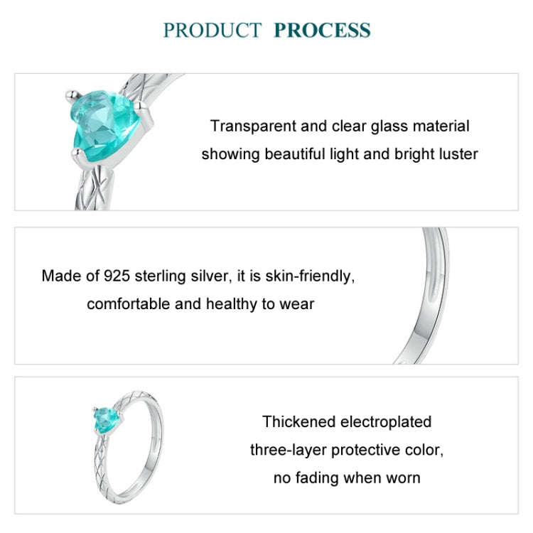 S925 Sterling Silver Diamond Pattern Heart Ring(No. 6)