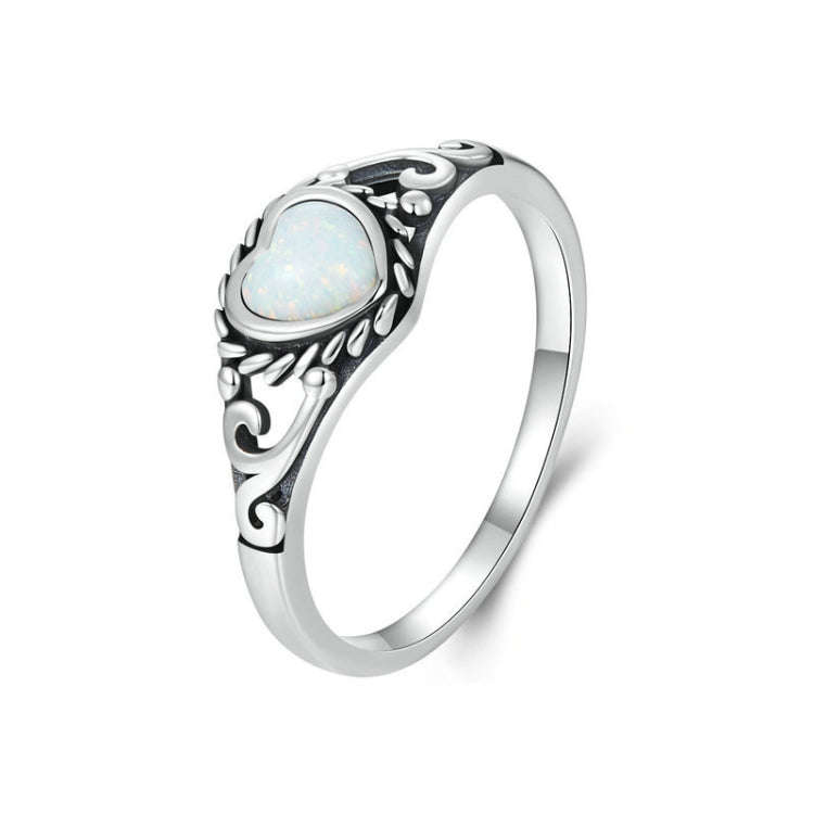 S925 Sterling Silver Opal Pattern Love Ring(No.6)
