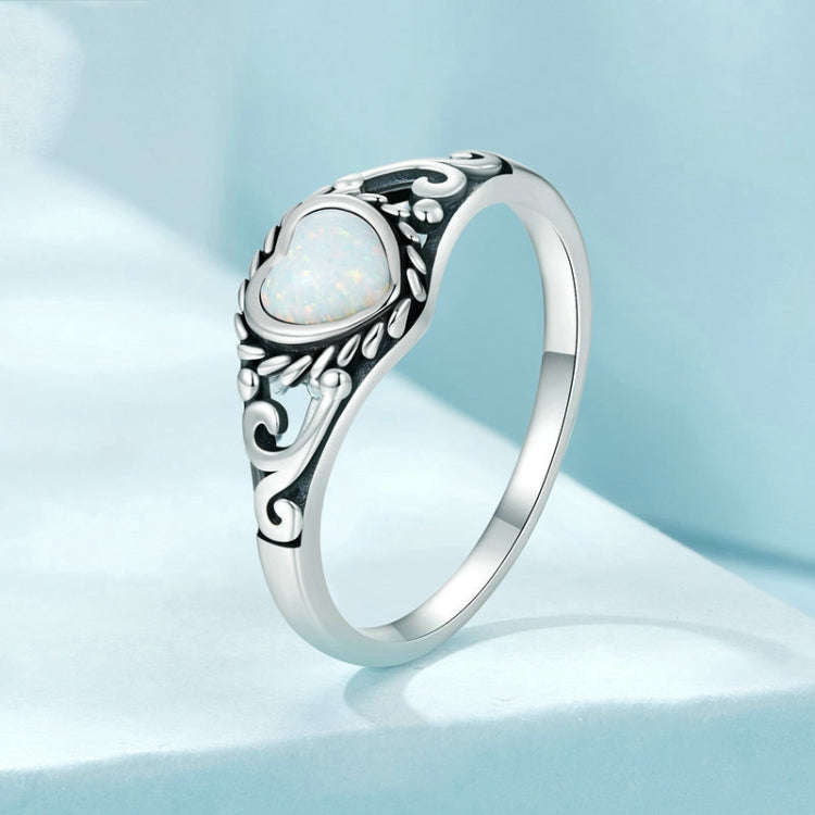 S925 Sterling Silver Opal Pattern Love Ring(No.7)