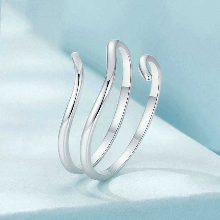 S925 Sterling Silver Platinum-plated Multi-layered Wrap-around Open Ring(SCR1040-E)