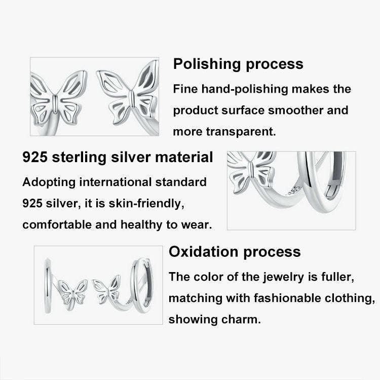 S925 Sterling Silver Oxidized Butterfly Earrings(SCE1766)