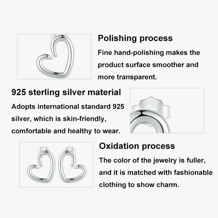 S925 Sterling Silver Oxidized Heart Earrings(SCE1769)