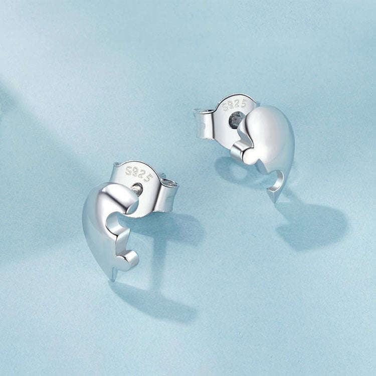 S925 Sterling Silver Platinum-plated Heart-shaped Puzzle Earrings(SCE1770)