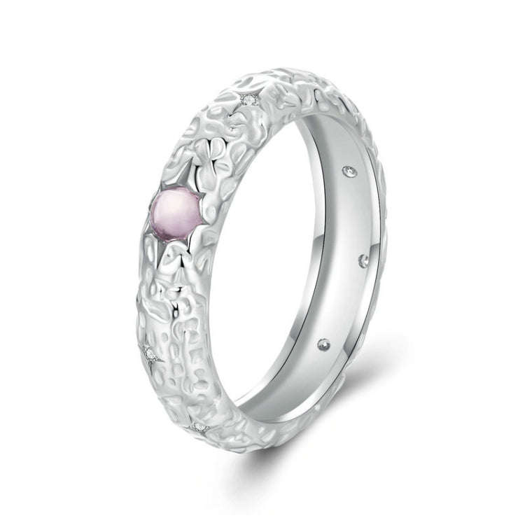 BSR604 S925 Sterling Silver Platinum-plated Retro Texture Pattern Ring(6)