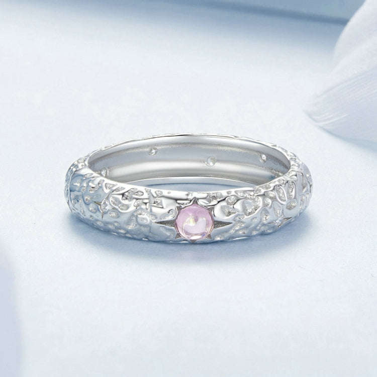 BSR604 S925 Sterling Silver Platinum-plated Retro Texture Pattern Ring(7)