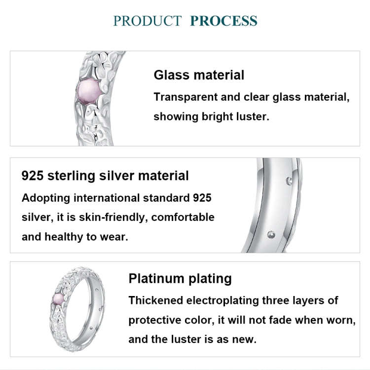 BSR604 S925 Sterling Silver Platinum-plated Retro Texture Pattern Ring(6)
