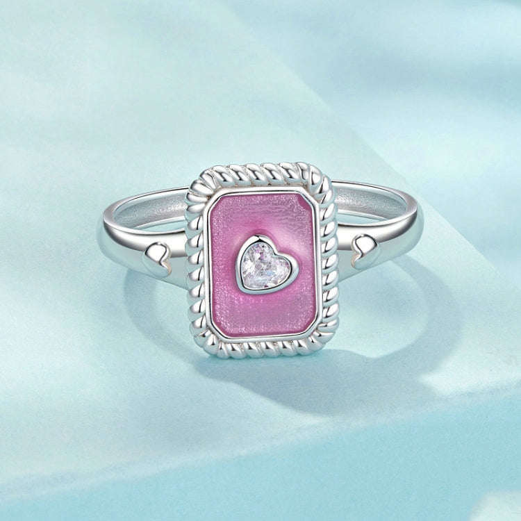 S925 Sterling Silver Square Open Ring Adjustable Retro Love Ring(SCR1067-E)