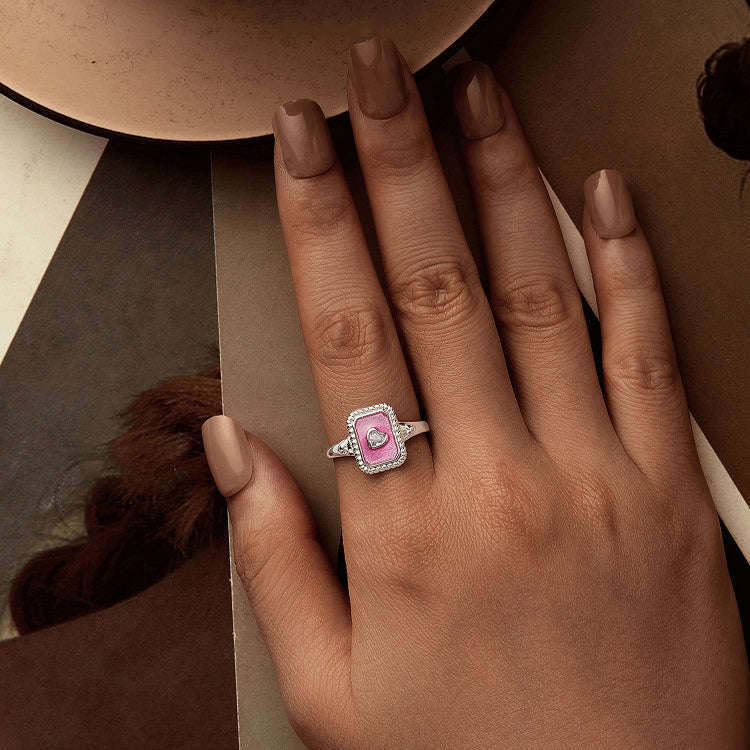 S925 Sterling Silver Square Open Ring Adjustable Retro Love Ring(SCR1067-E)