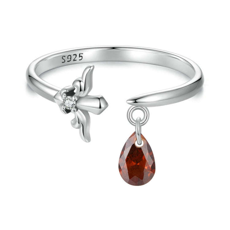 S925 Sterling Silver Water Drop Zircon Vintage Magic Sword Adjustable Open Ring(SCR1072-E)