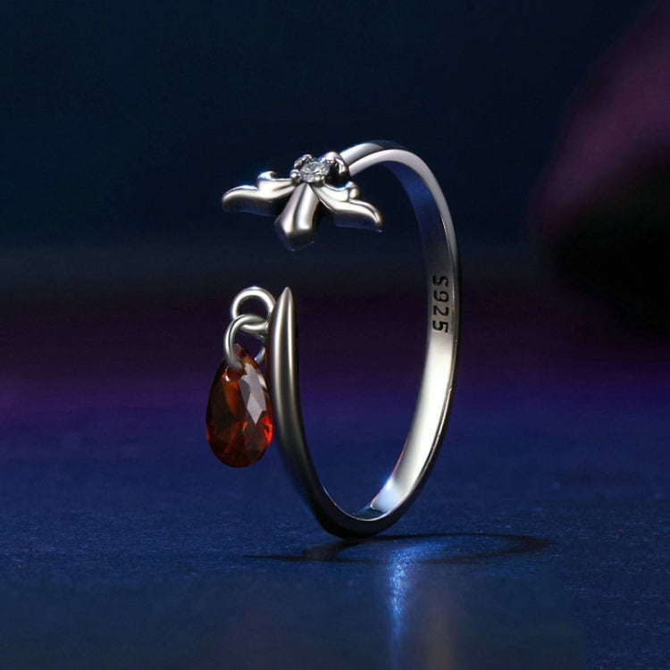 S925 Sterling Silver Water Drop Zircon Vintage Magic Sword Adjustable Open Ring(SCR1072-E)
