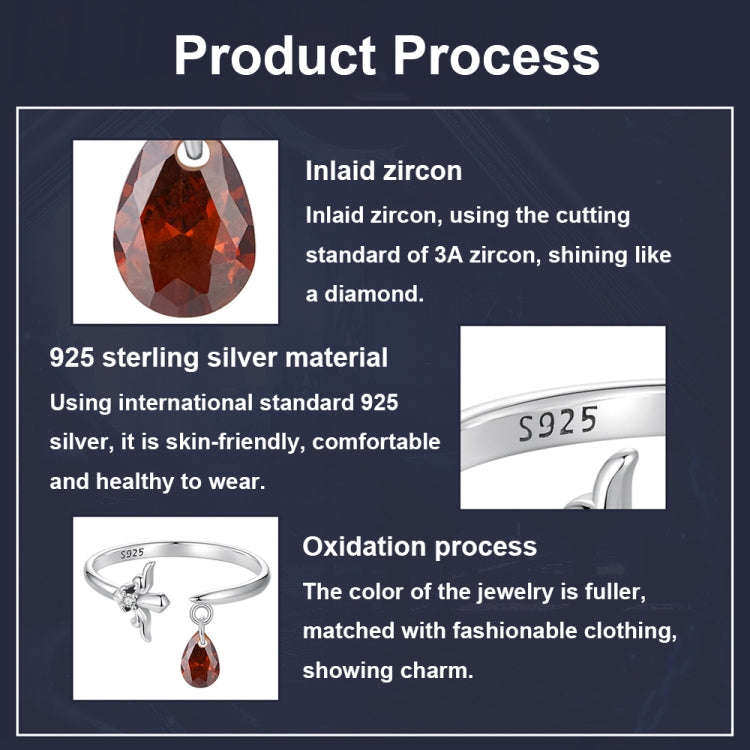 S925 Sterling Silver Water Drop Zircon Vintage Magic Sword Adjustable Open Ring(SCR1072-E)