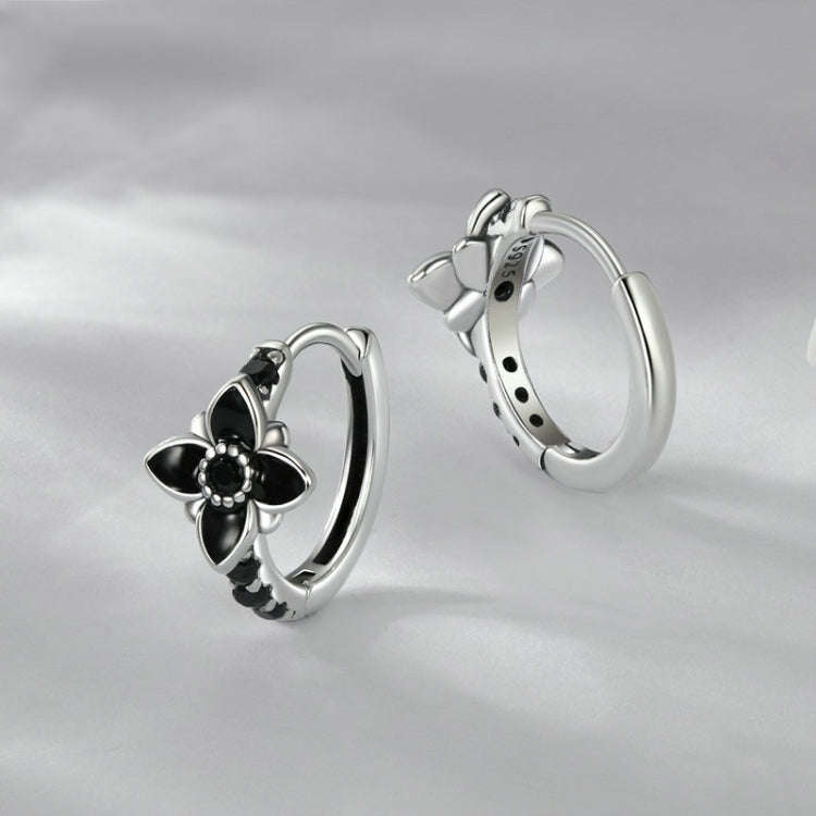S925 Sterling Silver Oxidized Retro Elegant Flower Earrings(SCE1801)