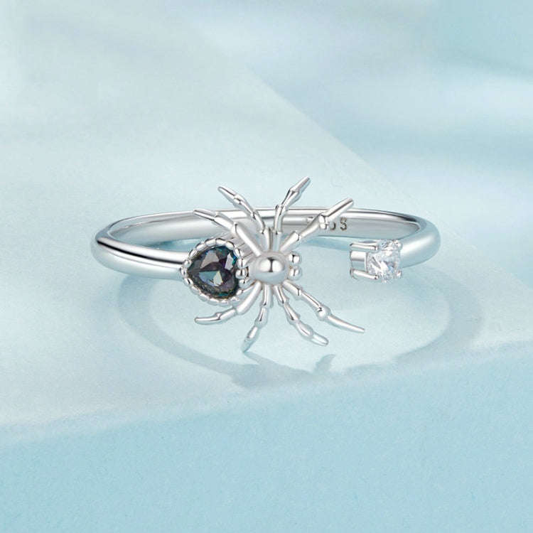 S925 Sterling Silver Platinum-plated Spider Adjustable Open Ring(SCR1071-E)
