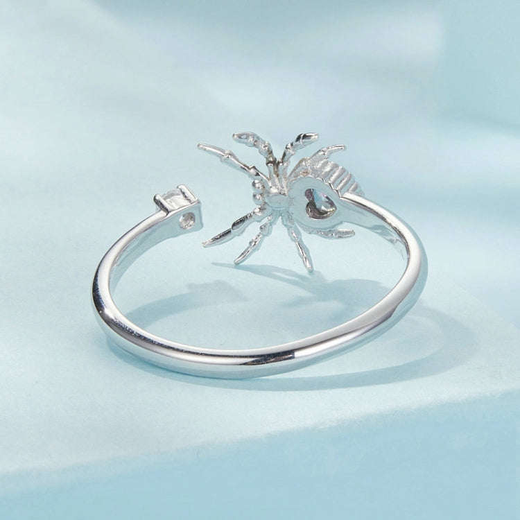S925 Sterling Silver Platinum-plated Spider Adjustable Open Ring(SCR1071-E)