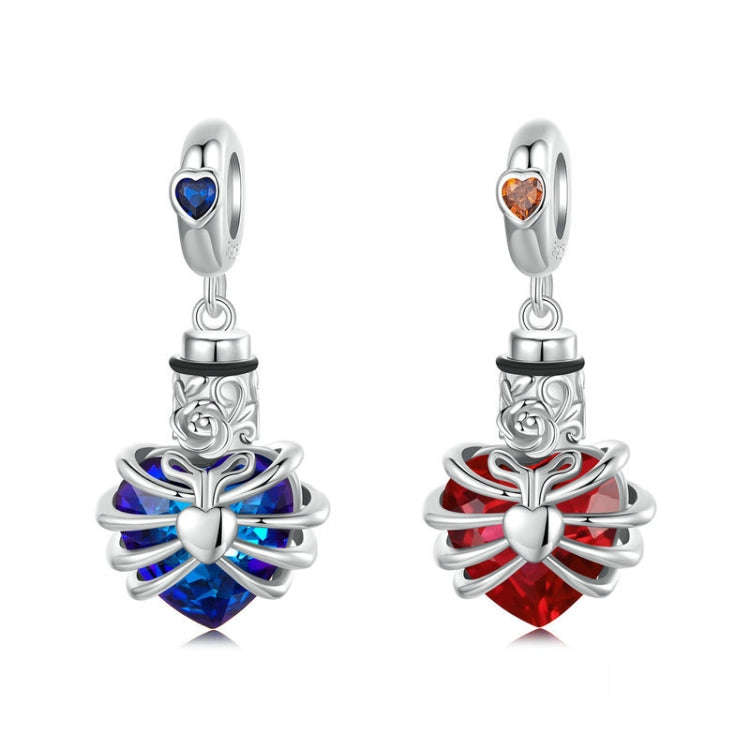 S925 Sterling Silver Heart-shaped Commemorative Box Pendant Beaded Jewelry(Red)
