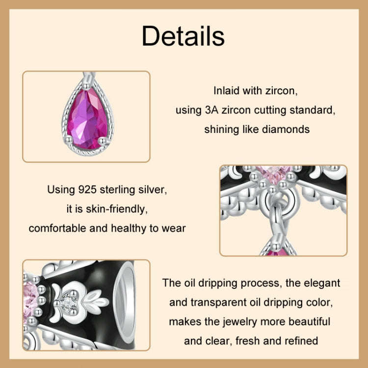 S925 Sterling Silver Platinum Plated Sweet Bow Tassel DIY Beads(BSC1055)