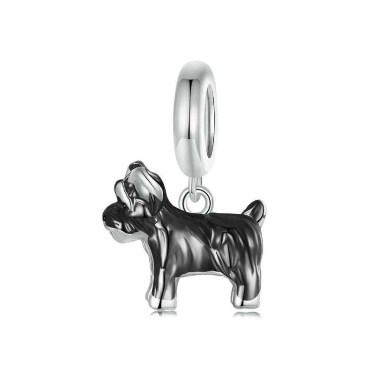 S925 Sterling Silver Gold Plated Cute Schnauzer Pendant Bracelet Beads(SCC2835)