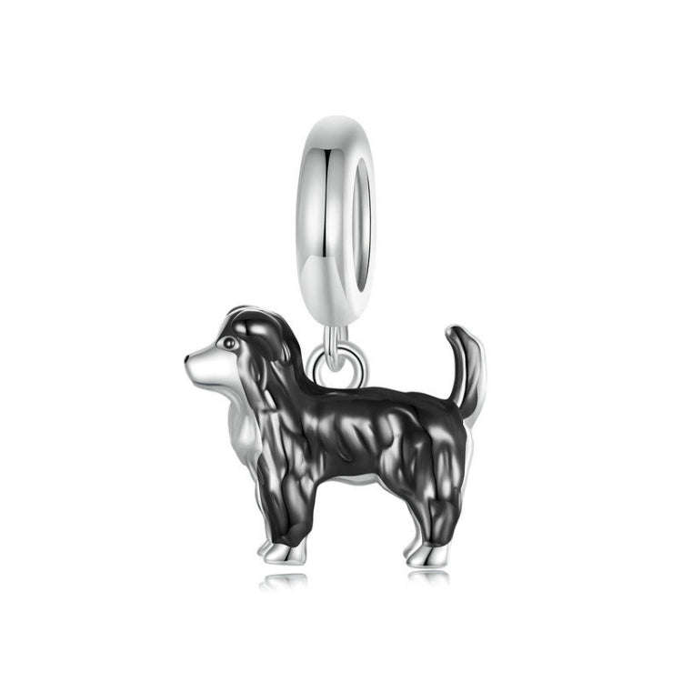 S925 Sterling Silver Gold Plated Cute Border Collie Pendant Bracelet Beads(SCC2836)
