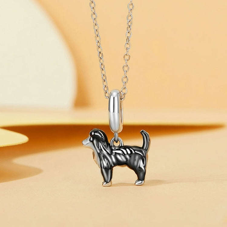 S925 Sterling Silver Gold Plated Cute Border Collie Pendant Bracelet Beads(SCC2836)