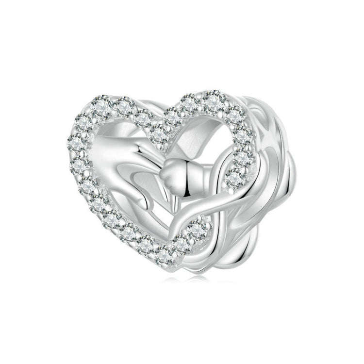 S925 Sterling Silver Infinity Symbol Love Beads Bracelet Heart-shaped Beads(SCC2826)