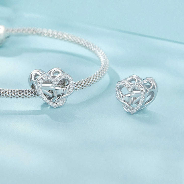 S925 Sterling Silver Infinity Symbol Love Beads Bracelet Heart-shaped Beads(SCC2826)