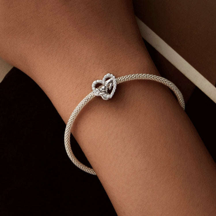 S925 Sterling Silver Infinity Symbol Love Beads Bracelet Heart-shaped Beads(SCC2826)