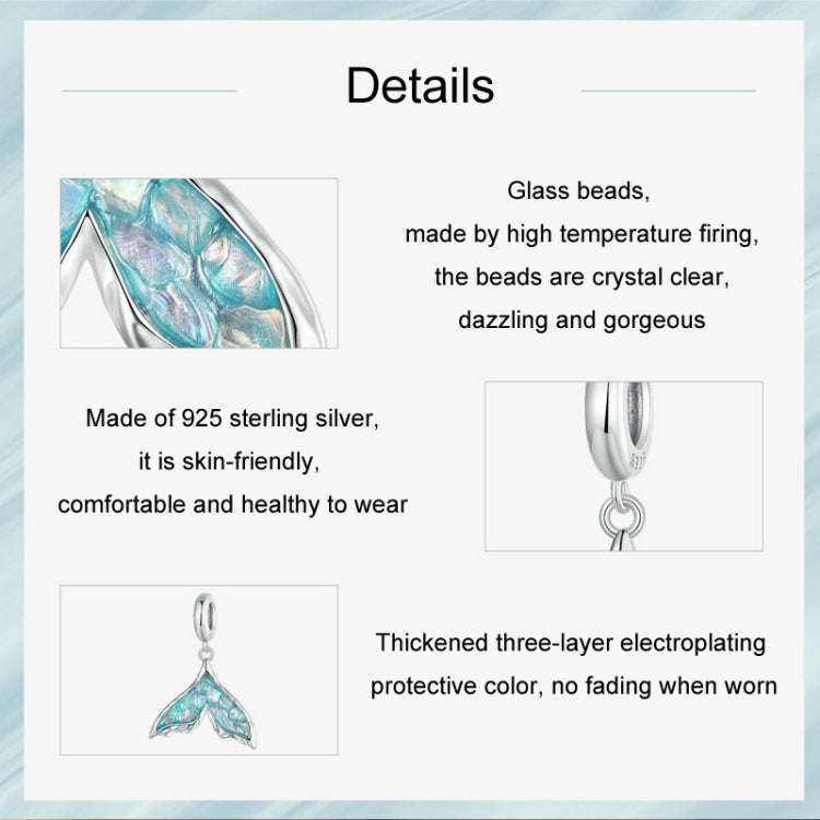S925 Sterling Silver Ocean Fantasy Fishtail DIY Pendant Beads(SCC2911)