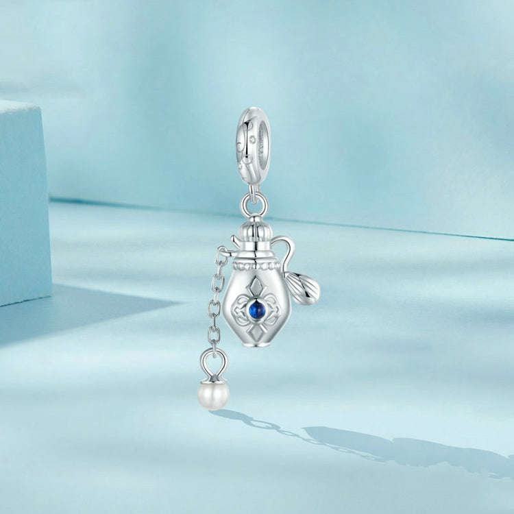 S925 Sterling Silver Platinum-plated Vintage Perfume Bottle Pendant DIY Jewelry(SCC2912)