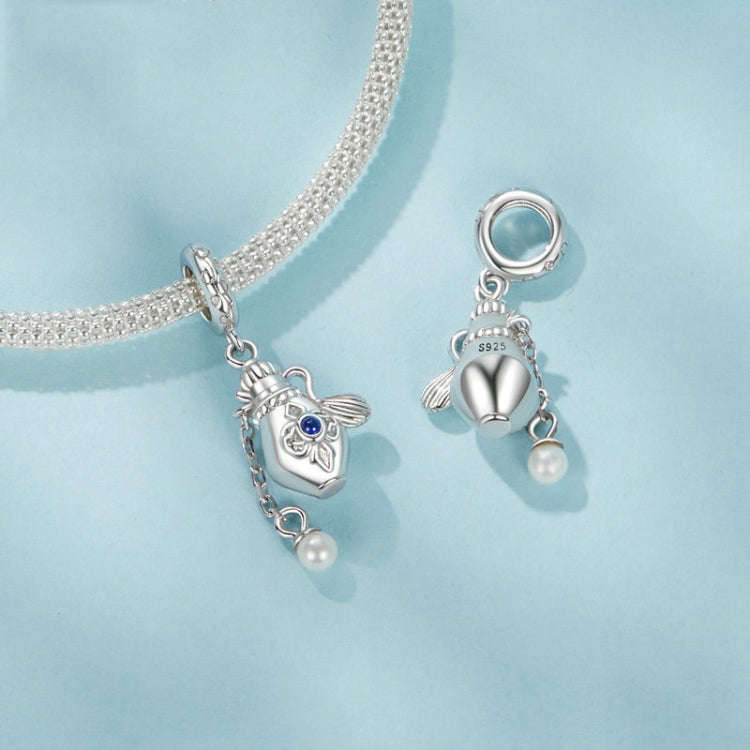 S925 Sterling Silver Platinum-plated Vintage Perfume Bottle Pendant DIY Jewelry(SCC2912)