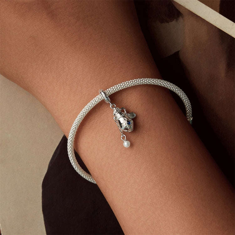 S925 Sterling Silver Platinum-plated Vintage Perfume Bottle Pendant DIY Jewelry(SCC2912)