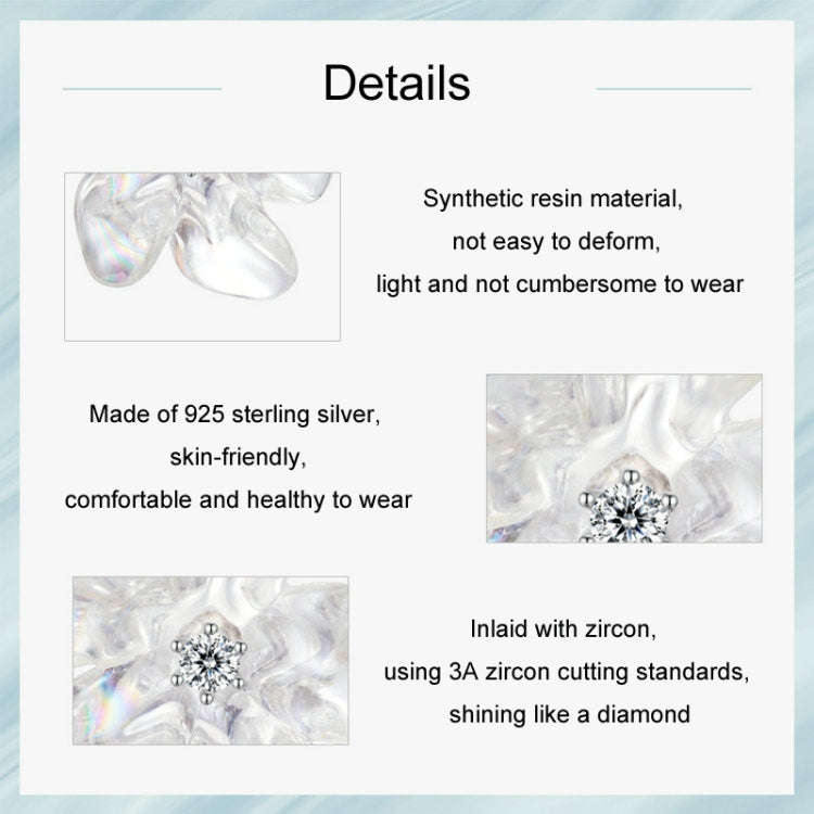 S925 Ssterling Silver Platinum-Plated Transparent Flower Earrings(SCE1804)
