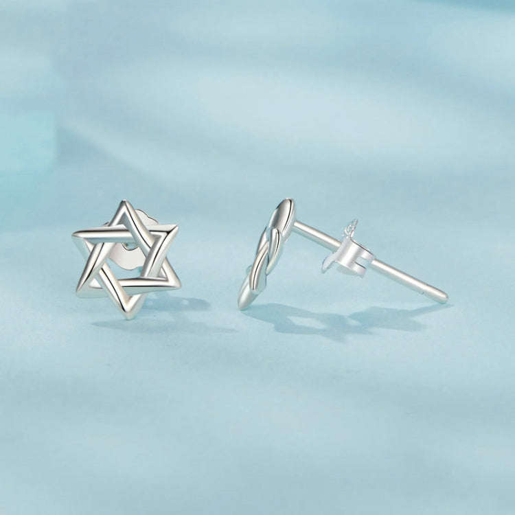 S925 Sterling Silver Oxidized Six-pointed Star Earrings, Model: SCE1809