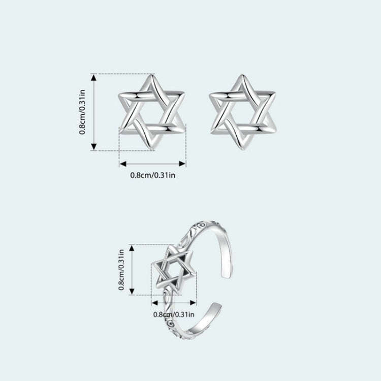 S925 Sterling Silver Oxidized Six-pointed Star Earrings, Model: SCE1809