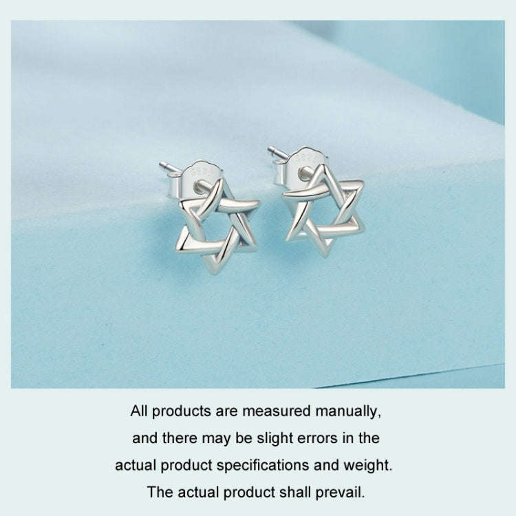S925 Sterling Silver Oxidized Six-pointed Star Earrings, Model: SCE1809