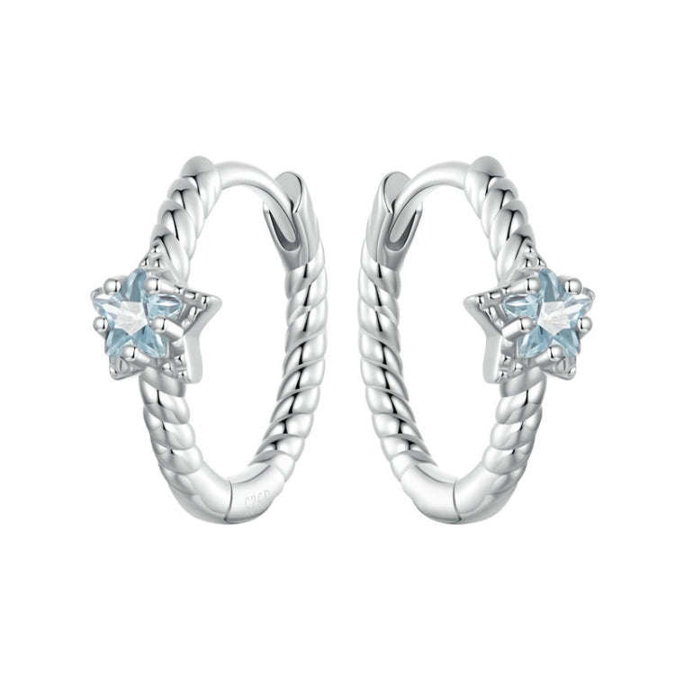 S925 Sterling Silver Zircon Star Earrings(BSE1090)