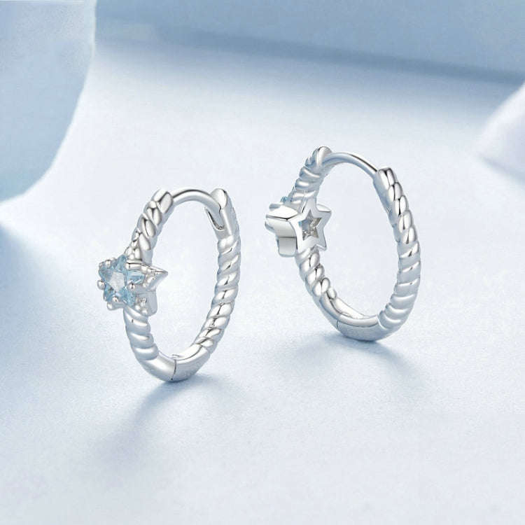 S925 Sterling Silver Zircon Star Earrings(BSE1090)