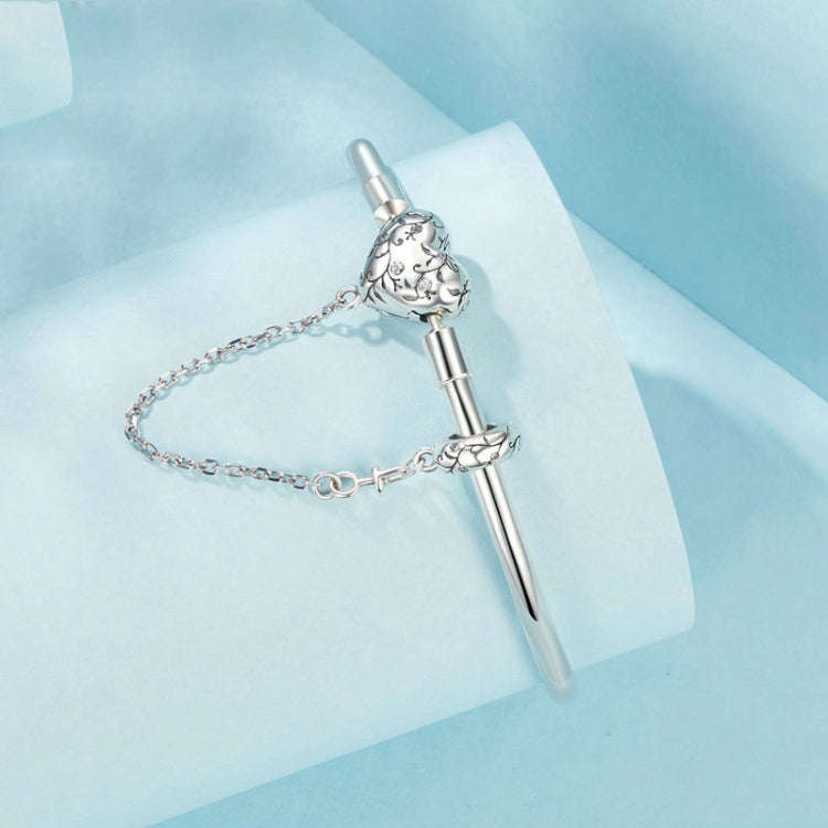 S925 Sterling Silver Oxidized Retro Heart Pattern Bracelet, Size: 19cm