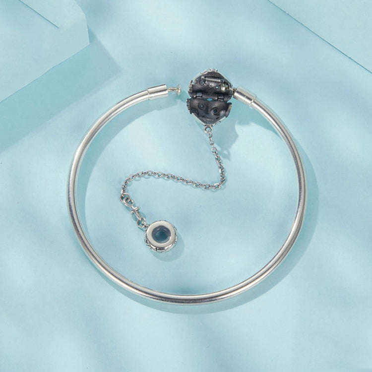 S925 Sterling Silver Oxidized Retro Heart Pattern Bracelet, Size: 19cm