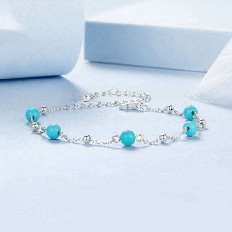 S925 Sterling Silver Platinum-plated Turquoise Bracelet(BSB197)