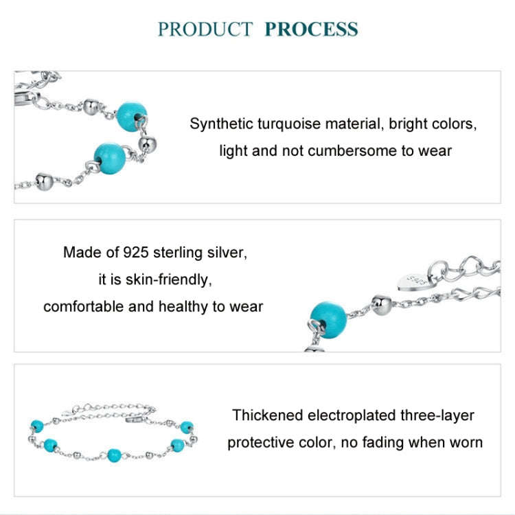 S925 Sterling Silver Platinum-plated Turquoise Bracelet(BSB197)