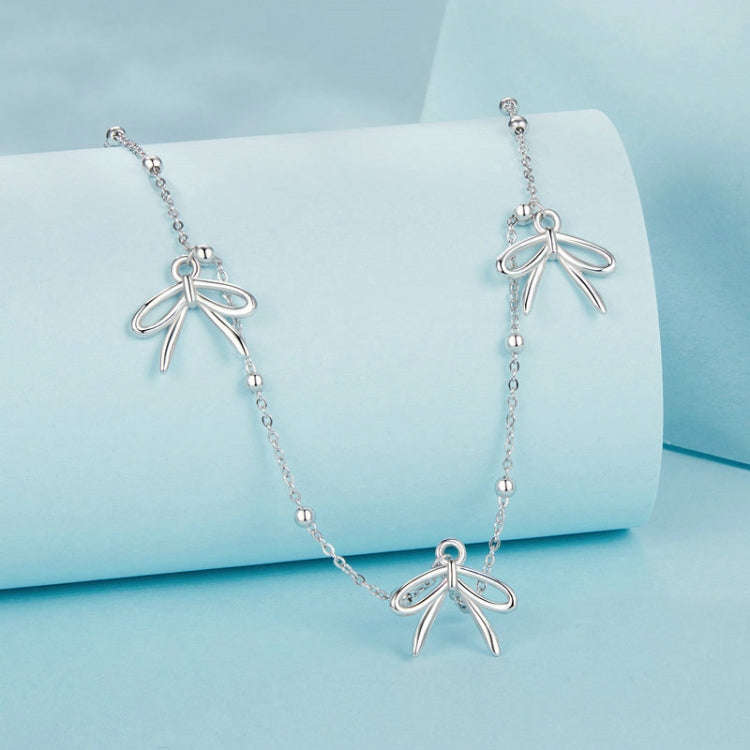 S925 Sterling Silver Platinum-plated Playful Bow Necklace(SCN529)