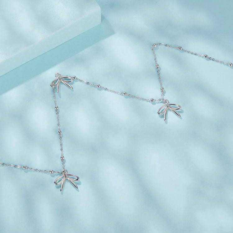 S925 Sterling Silver Platinum-plated Playful Bow Necklace(SCN529)