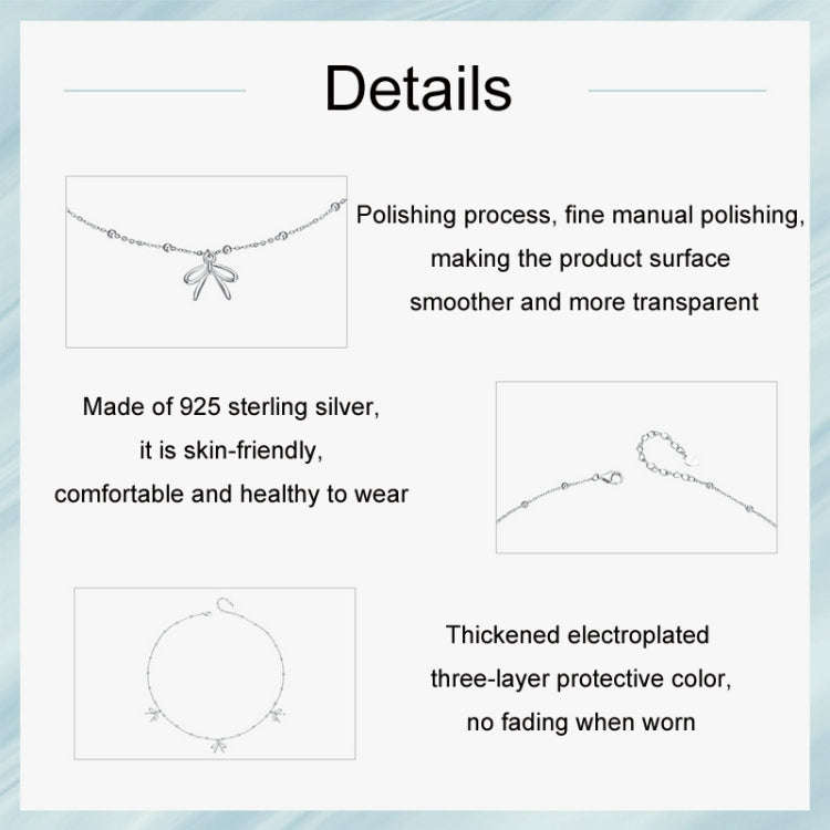 S925 Sterling Silver Platinum-plated Playful Bow Necklace(SCN529)