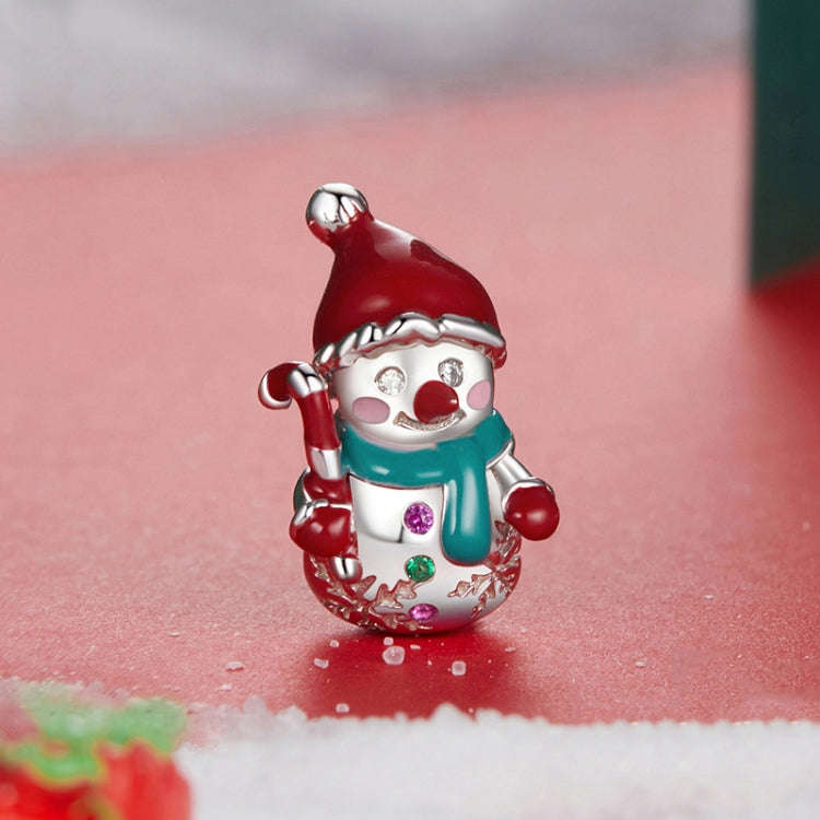 S925 Sterling Silver Cute Snowman Pendant Festival Bracelet Beads(BSC1070)