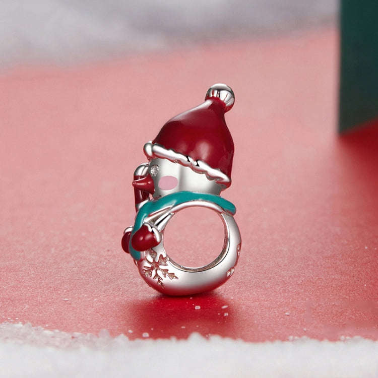 S925 Sterling Silver Cute Snowman Pendant Festival Bracelet Beads(BSC1070)